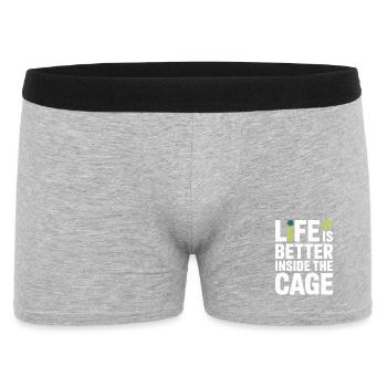Padel Spieler Life Is Better Inside The Cage Padel - Männer Boxer Shorts - Grau meliert - Vorne