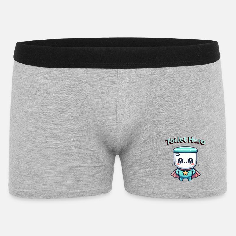 Toiletten Held WC Superheld Bad Badezimmer  - Männer Boxer Shorts - Grau meliert