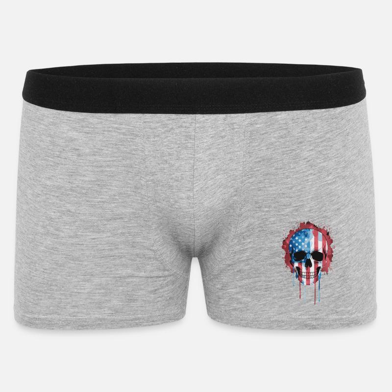 USA Skull Flag akvarel - Boxer Shorts til mænd - grå meleret
