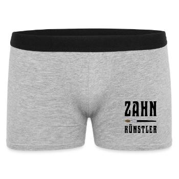 Shirt Zahnkünstler - Die Kunst im Mund - Männer Boxer Shorts - Grau meliert - Vorne