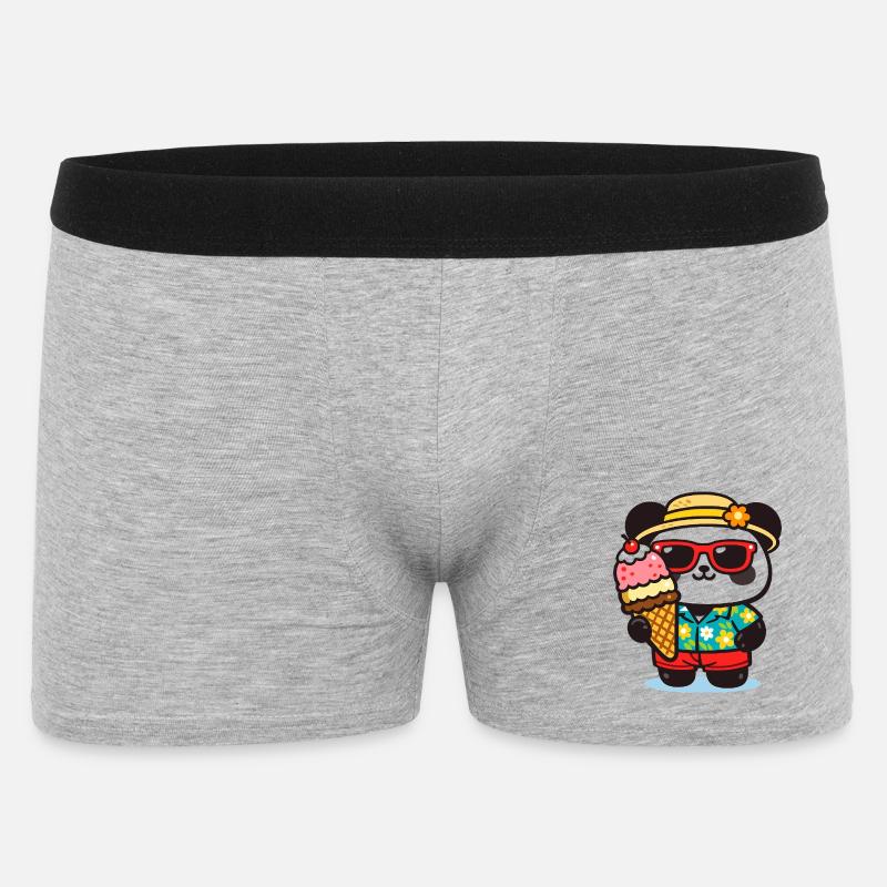 Panda Surf mit Eis - Männer Boxer Shorts - Grau meliert