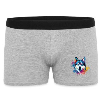 Chien coloré Husky Splash Art - Boxer Homme - gris chiné - Devant