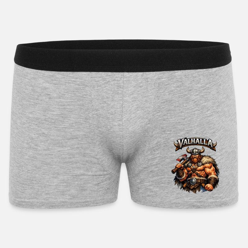 Valhalla Wikinger Axtheld - Männer Boxer Shorts - Grau meliert