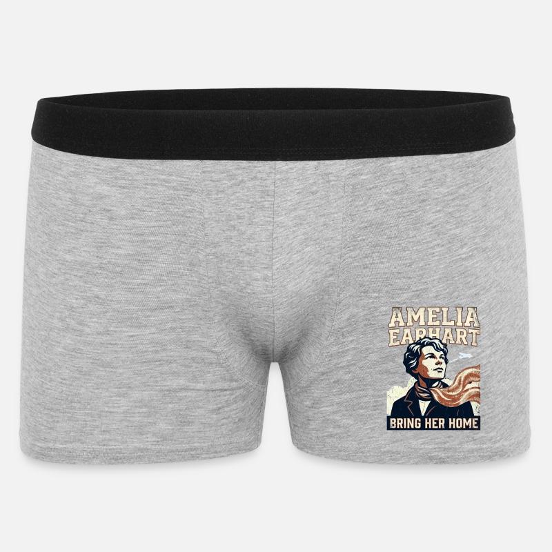 Amelia Earhart – Bring Her Home - Men's Boxer Shorts - heather grey