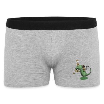 Kawaii Campingkatzen reiten auf Dinosaurier-Shirt - Männer Boxer Shorts - Grau meliert - Vorne