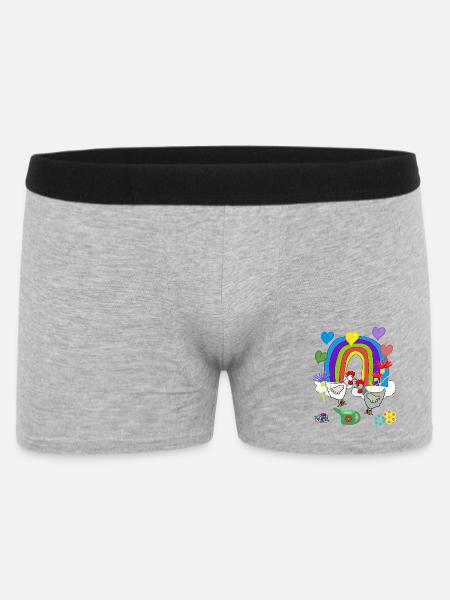 Children's Fantasy Rainbow Flowers Chickens - Men's Boxer Shorts - heather grey