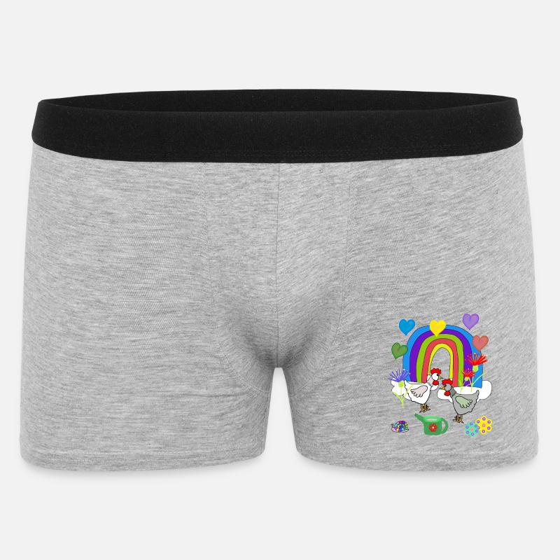 Kinder Fantasy Regenbogen Blumen Hühner  - Männer Boxer Shorts - Grau meliert