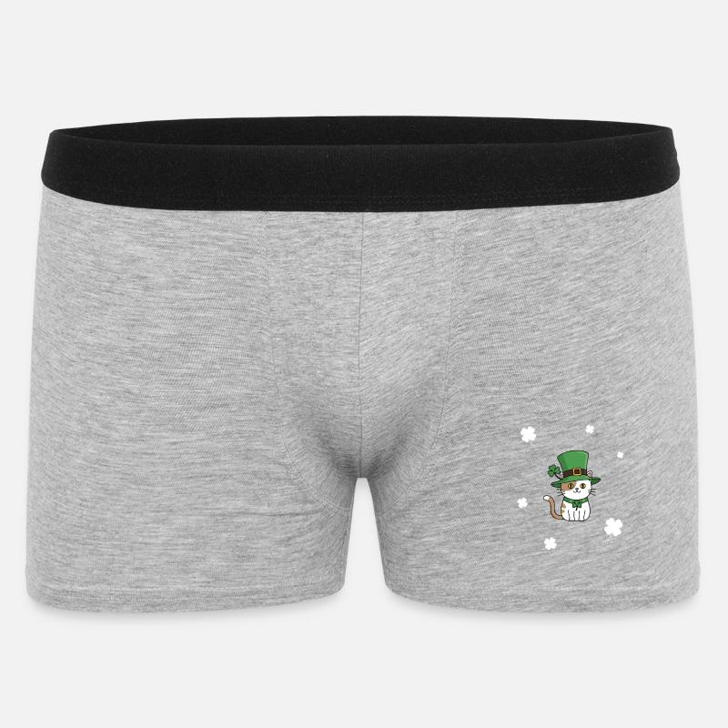 St. Patrick's Day Katze - Männer Boxer Shorts - Grau meliert