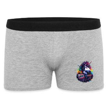 Neon Einhorn mit Kopfhörern im 80er Sound - Männer Boxer Shorts - Grau meliert - Vorne