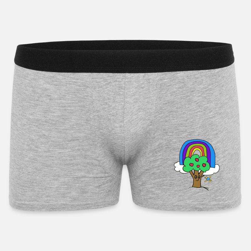 Baum Regenbogen Kind Vogel Märchen - Männer Boxer Shorts - Grau meliert