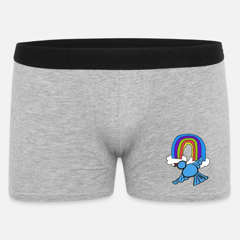 Regenbogen Wolken Vogel im Himmel - Männer Boxer Shorts - Grau meliert