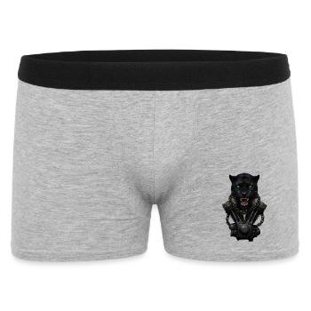 Motorrad Biker V-Twin Motor Skull Panther Rocker - Männer Boxer Shorts - Grau meliert - Vorne