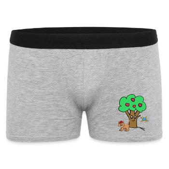 Apple Tree Cat Bird Kids Garden Nature - Men's Boxer Shorts - heather grey - Front