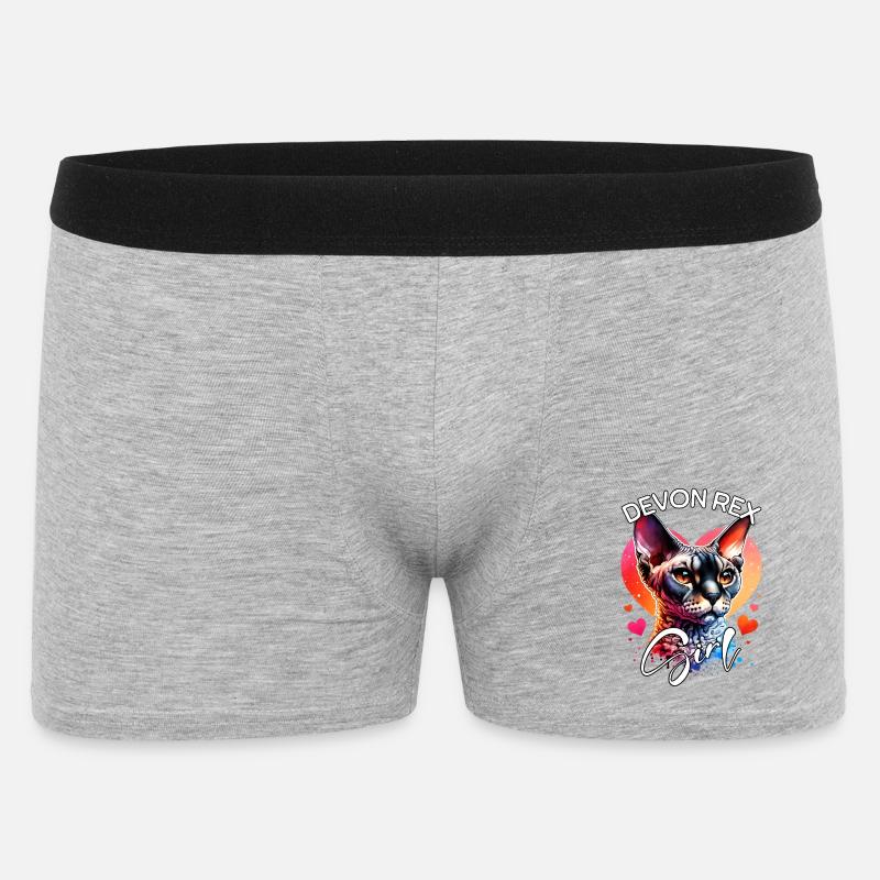 Devon Rex Mädchen Devon Rex - Männer Boxer Shorts - Grau meliert