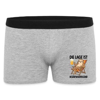 Die Lage Ist Besäufniserregend mit Faultier - Männer Boxer Shorts - Grau meliert - Vorne