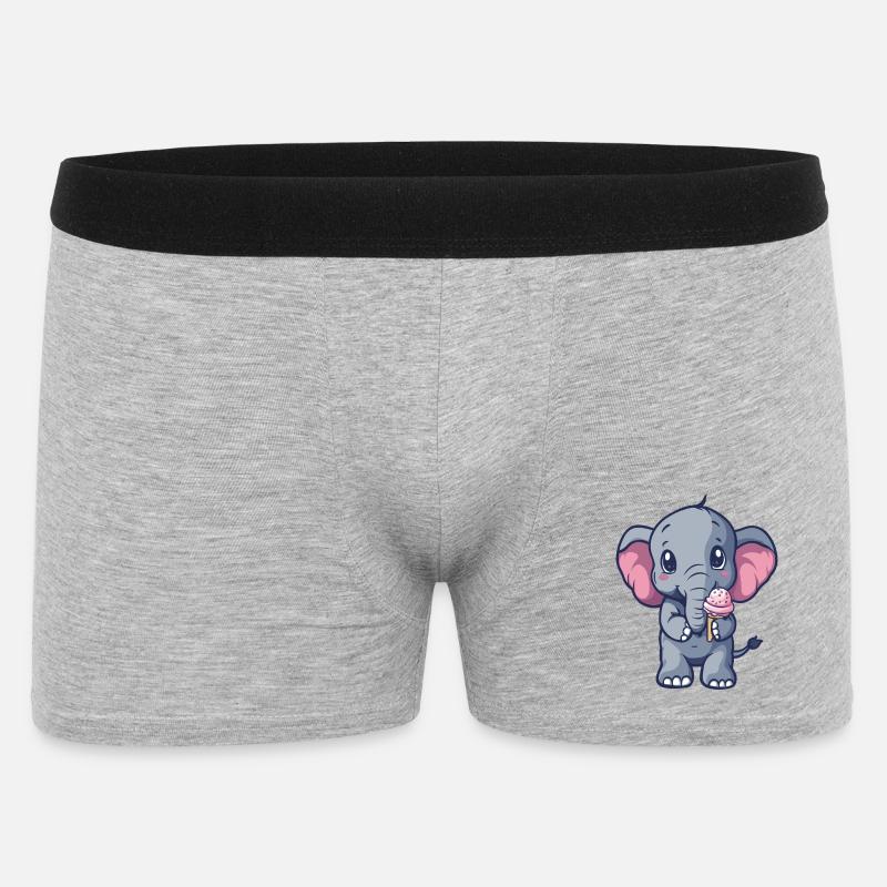 Kleiner Elefant Eiscreme Freund - Männer Boxer Shorts - Grau meliert