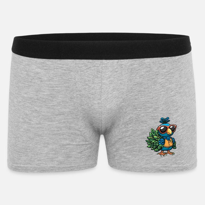Pfau Vogel Comic Urlaub - Männer Boxer Shorts - Grau meliert