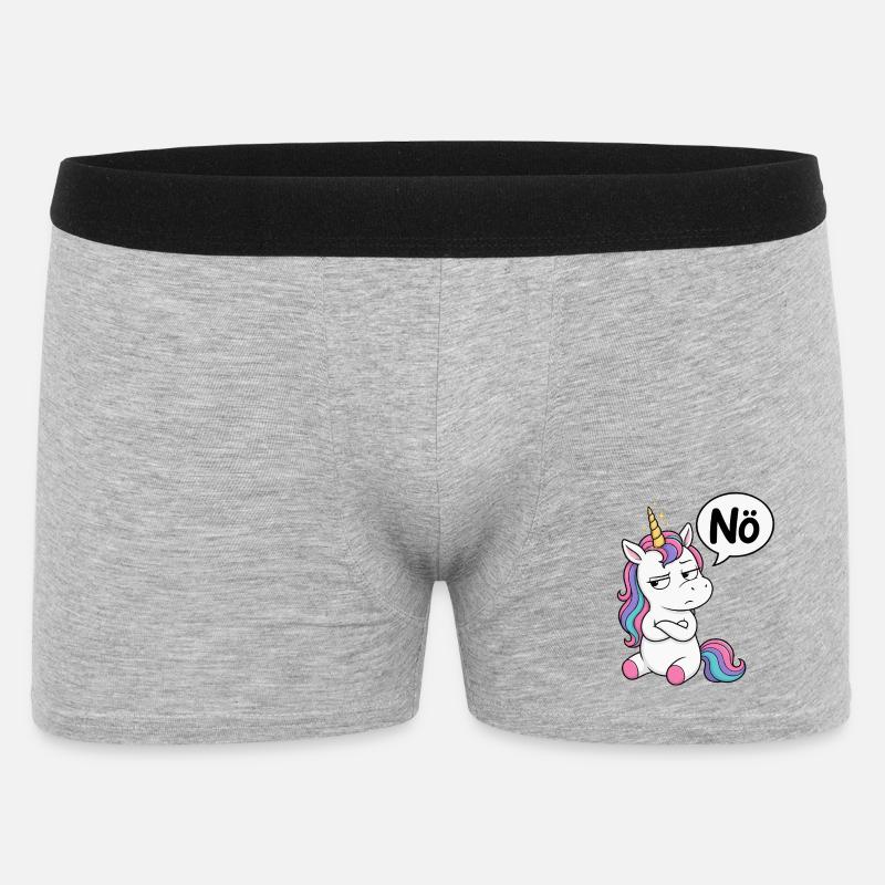 Genervtes Einhorn Nö - Männer Boxer Shorts - Grau meliert