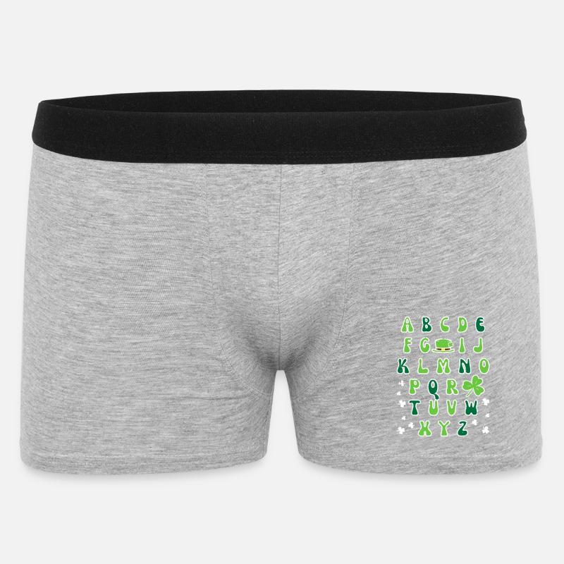 Irisches Alphabet-Kleeblatt-Design - Männer Boxer Shorts - Grau meliert