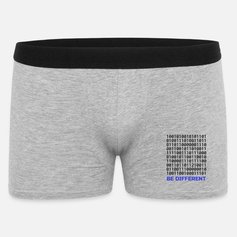 Be Different: Binäres Muster mit Botschaft - Männer Boxer Shorts - Grau meliert