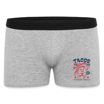 Tacos To Go | Fröhlicher Taco Sombrero Cartoon - Männer Boxer Shorts - Grau meliert - Vorne