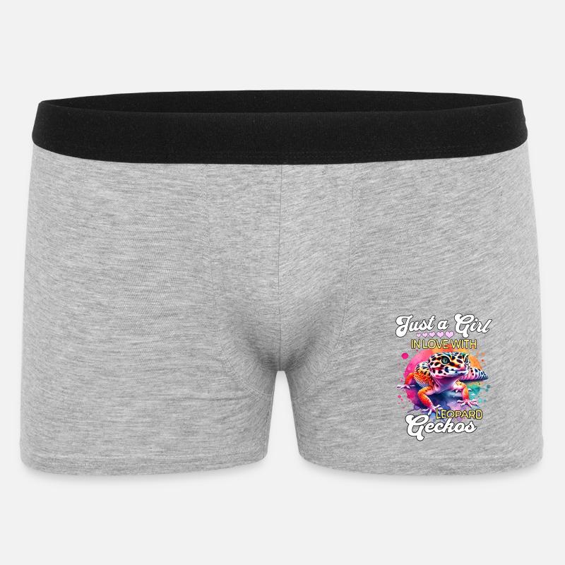Mädchen Leopardgecko - Männer Boxer Shorts - Grau meliert