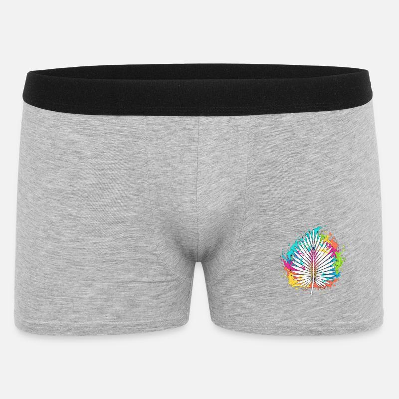 Bunte Palmenfächer Farbexplosion - Männer Boxer Shorts - Grau meliert