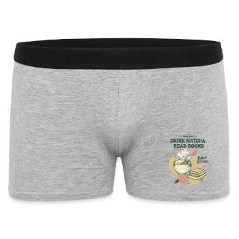 Matcha trinken, Bücher lesen, tägliches Ritual, Kyoto, Matcha. - Männer Boxer Shorts - Grau meliert - Vorne
