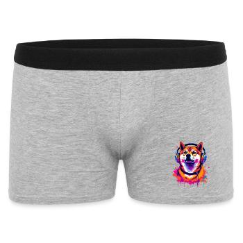 Shiba Inu with headphones - Men's Boxer Shorts - heather grey - Front