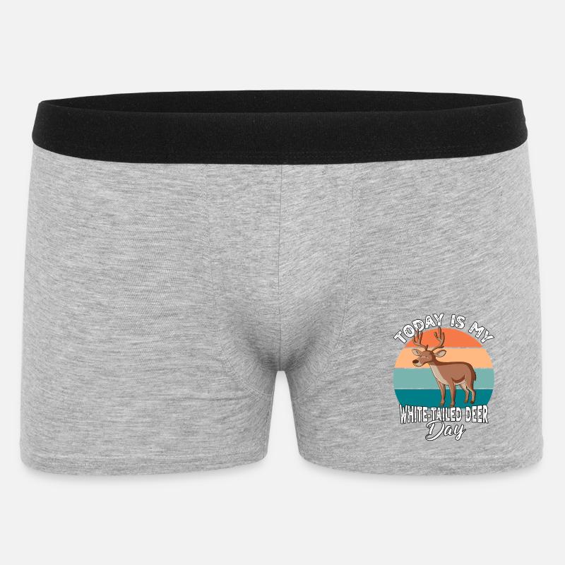 Weisswedelhirsch White-Tailed Deer - Männer Boxer Shorts - Grau meliert
