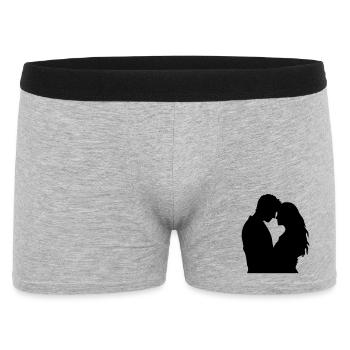 Couple Silhouette Amour Romance Petit ami de la Saint-Valentin - Boxer Homme - gris chiné - Devant