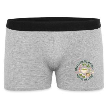 First I Drink The Matcha Then I Do The Things - Men's Boxer Shorts - heather grey - Front
