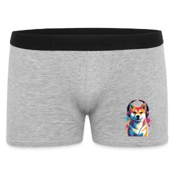 Chien Shiba Inu avec un casque - Boxer Homme - gris chiné - Devant