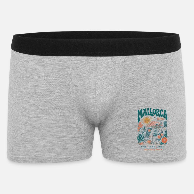 Mallorca Surf Sonnenszeit 2026 - Männer Boxer Shorts - Grau meliert
