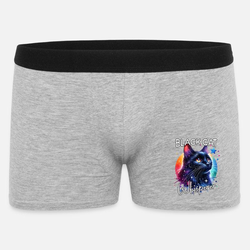 Schwarze Katze Flüsterer - Männer Boxer Shorts - Grau meliert