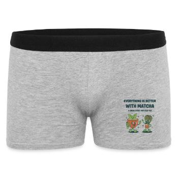 Alles ist besser mit Matcha Green Boost für - Männer Boxer Shorts - Grau meliert - Vorne