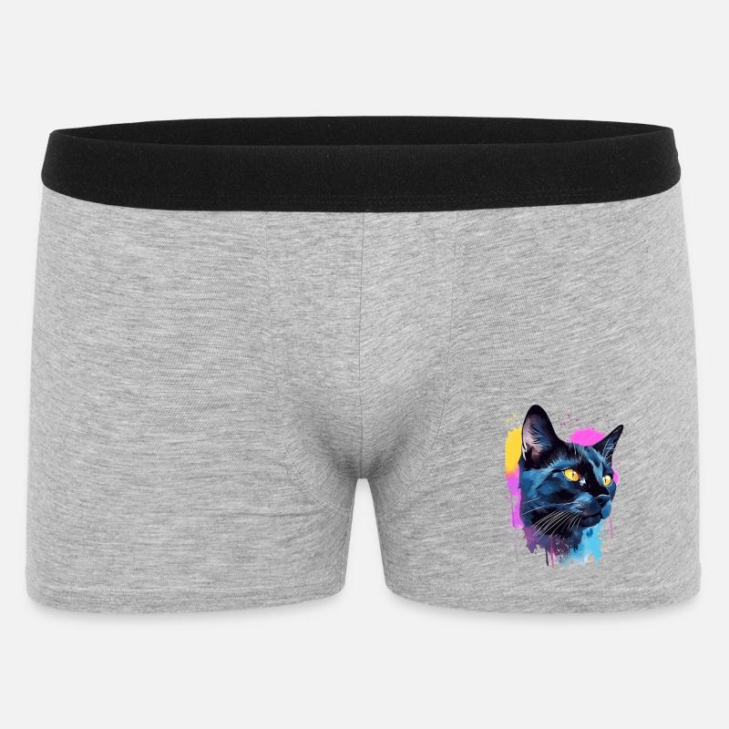 Bunte Bombay-Katzengesicht-Splash-Kunst - Männer Boxer Shorts - Grau meliert