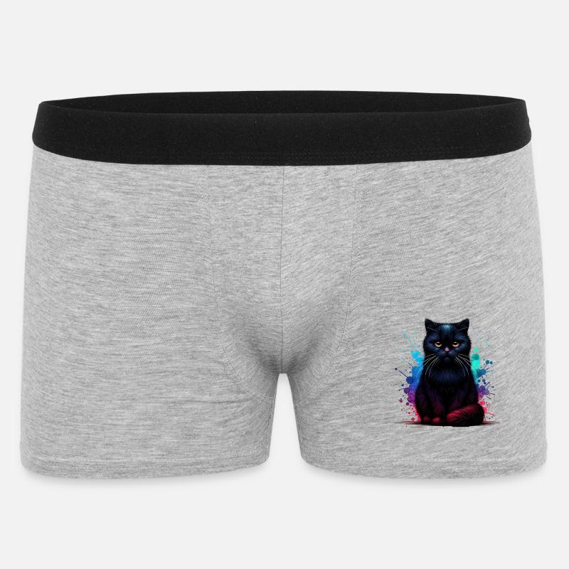 Schwarze Katze Geschenk - Männer Boxer Shorts - Grau meliert