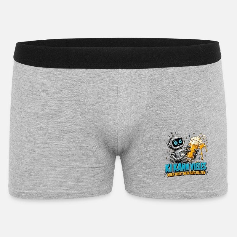 Roboter Bier Spruch - Männer Boxer Shorts - Grau meliert