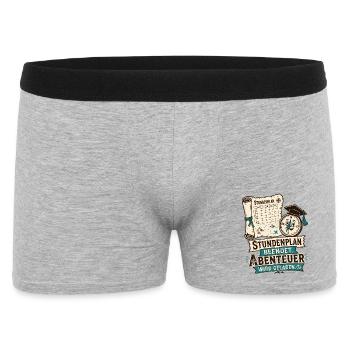 Stundenplan beendet, Abenteuer wird geladen. - Männer Boxer Shorts - Grau meliert - Vorne