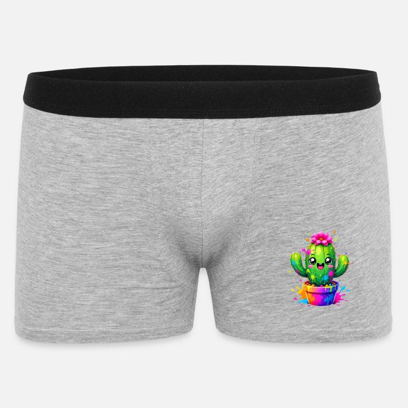 Cactus Joyeuses Fleurs Éclaboussurées - Boxer Homme - gris chiné