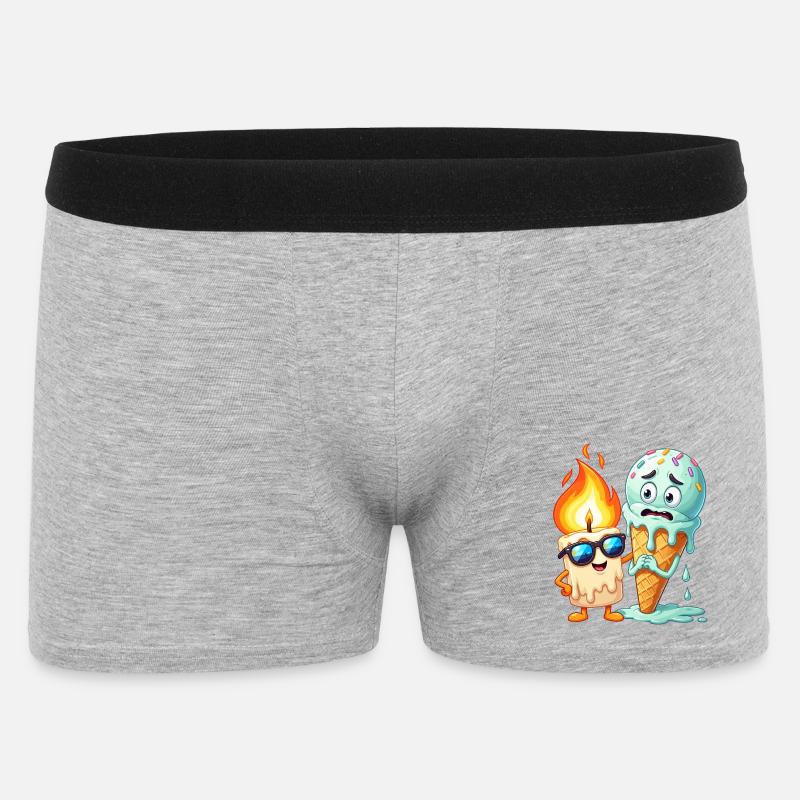 Flammenfreund Eiscreme Duo - Männer Boxer Shorts - Grau meliert