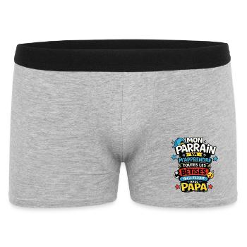 Mon Parrain va m'apprendre les bêtises avec Papa - Boxer Homme - gris chiné - Devant