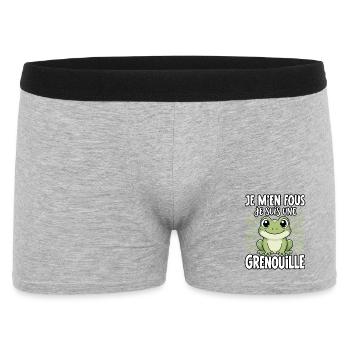 Je m'en fous je suis une grenouille - süßer Frosch - Männer Boxer Shorts - Grau meliert - Vorne