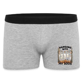 Lustiges Halloween Motiv Geistern und Kürbissen - Männer Boxer Shorts - Grau meliert - Vorne