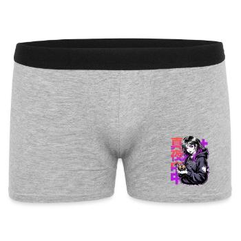 真夜中 Fille d’anime gothique aux cheveux violets chauve-souris mignonne - Boxer Homme - gris chiné - Devant