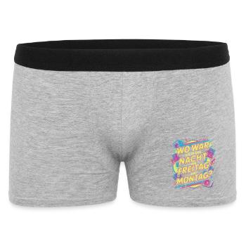 Nacht von Freitag auf Montag Filmriss Party JGA - Männer Boxer Shorts - Grau meliert - Vorne