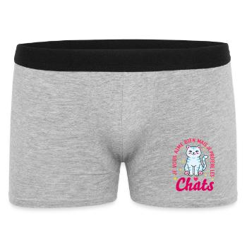 Humour Chat Je Préfère Les Chats Mignon - Boxer Homme - gris chiné - Devant