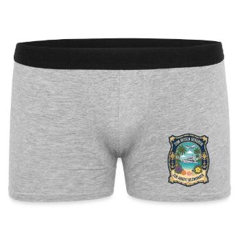 Zum Reisen geboren zur Arbeit gezwungen Travel - Männer Boxer Shorts - Grau meliert - Vorne