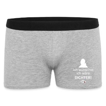 Ich wünschte ich wäre Dichter - Männer Boxer Shorts - Grau meliert - Vorne